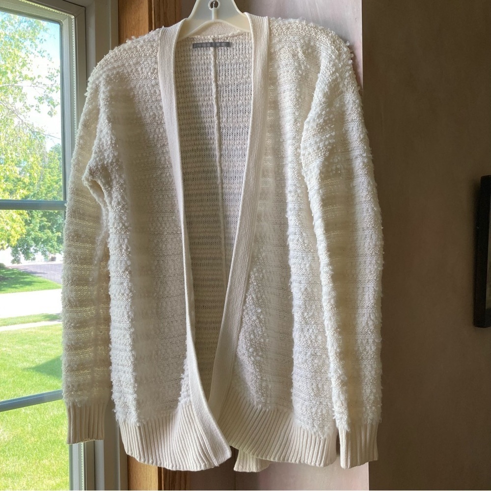 Rubbish White Cream Cardigan Sweater XS Cotton Acrylic Open Long Sleeve